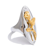 18K Gold Plated High Quality Smooth Stainless Steel Rose Flower Attractive Cast Ring
