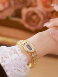 Fashion Gold Bracelet Stainless Steel Quartz Vintage Ladies Watches -  Zircon Diamonds Wristwatches Gifts for Women