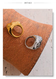 18K Gold Plated Stainless Steel High Quality Texture Geometric Cast Statement Ring