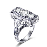 Unique 3 Stone Moissanite Diamond Rings With Certficiate SilverEngagement Wedding  Jewellery Pass Diamond Test