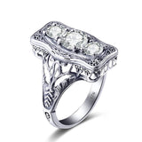 Fabulous Unique 3 Stone Moissanite Ring With Certficate - Silver 925 Engagement Luxury Jewellery For Women - The Jewellery Supermarket