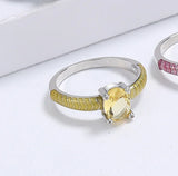 Exquisite Enamel Classic Inlay Blue Purple Black Yellow AAA Zircon Rings