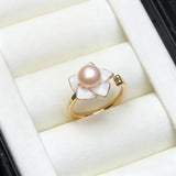 Elegant Flower Design Multicolour Freshwater Pearl 925 Silver Adjustable Ring