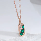 14K Gold Filled Unusual Green AAA Zircon Crystal Vintage Fine Pendant Necklace For Women