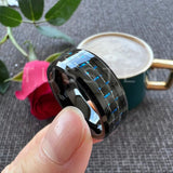 New Arrival Blue Carbon Fiber Inlay Shiny Bevel Edges 6/8MM Tungsten Comfort Fit Wedding Rings for Men and Women
