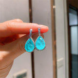 Luxury Paraiba Tourmaline Gemstone Drop Earrings/Pendant/Necklace/Ring - Wedding Statement Jewellery Sets - The Jewellery Supermarket