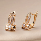 14K Gold Filled Micro Inlay AAA Zircon Diamonds Bow Fashion Clip Handmade Earrings