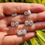 Real 0.1-3CT Moissanite Diamond Stud Earrings Silver Platinum Plated  Fine Jewelry