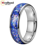 True Blue Galaxy Opal Inlaid Dome Polished 4MM 6MM 8MM Tungsten Men Women Rings