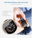 New Women's Square Watch - Fashion Silicone Strap Simulated Smart Dial 35mm Black Rose Gold Quartz Movement Watch