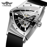 Military Triangle Steel Skeleton Automatic Movement Sports Mechanical Luxury Waterproof Silicone Strap Wristwatches