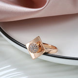 New Filled 14K Rose Gold Unusual Micro Wax Inlay Spherical AAA Zircon Diamonds  Rings For Women - Trendy Jewellery