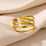 New In Stainless Steel 14K Gold Colour Rings For Women and Girls - Ideal Trendy Fashion Rings, Ideal Gifts - The Jewellery Supermarket
