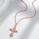 Classic Outstanding 14K Filled Rose Gold Cross Pendant Necklace for Women Men - Luxury Religious Jewellery