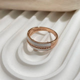 14K Rolled Gold White Enamel AAA Zircon Diamonds Full Paved Glossy Stylish Womens Rings