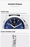 New Maserati Watch Men's Dial Simple Quartz Classic Business Blue Leather Strap Three-eye Timing waterproof  Watch