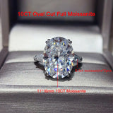 Luxury 3-10 Carat Oval Cut VVS1 D Colour Moissanite Diamond Silver Wedding Ring