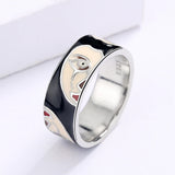 Creative Irregular Half Face Exaggerated Black,White Handmade Enamel Ring
