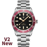 Quality Brand BB58 Retro Red Automatic Luxury Waterproof Mechanical Stainless steel Rivet Strap Wristwatches for Men