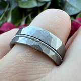 Guitar String Ring Silver Hammer 8MM Men Women Tungsten Carbide Wedding Ring