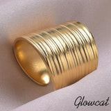 Vintage Style Chunky Unevenness Open Stainless Steel Wide Rings For Women - Fashion Jewellery