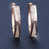 Latest Fashion Charming Filled 14K Rose Gold AAA Zircon Diamonds Hoop Earrings - Fine Jewellery For Women