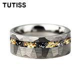 Mens 6/8mm Black Gold Meteorite Gold Foil Tungsten Carbide Rings Men's Wedding Rings