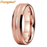 New Grooved Brushed Beveled Finish Classic Tungsten Carbide Rings for Men Women