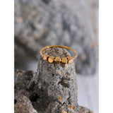 18K Gold Plated Stainless Steel Square Beads Fashion Women Ring - Charm Jewellery
