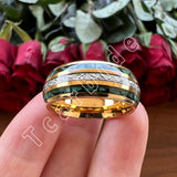 Bright Meteorite and Malachite Inlay 8MM Tungsten Carbide Wedding Men Women Ring