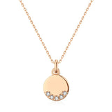 Glossy Coin Shape Simple Fashion 14K Filled Rose Gold AAA Zircon Diamonds Pendant Necklace - Fine Jewellery