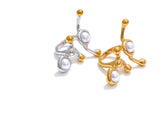 18K Gold Plated Stainless Steel Stylish Unique Design Pearls Geometric Adjustable Ring
