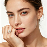 Luxury White Natural Pink White Pearls AAA Zircon Diamonds Silver Ring