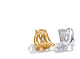 18K Gold Plated Trendy Stainless Steel Layered Hollow Geometric Wide Fashion Ring