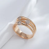 Adorable Filled Rose Gold of 14-Karat Purity Multi Layer Hollow Match AAA Zircon Diamonds Rings - Trendy Jewellery