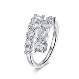 3.26 Carat D Colour Double Row Moissanite Diamonds Rings - S925 Silver 18K Gold Plated  Wedding Engagement Jewellery