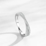 New  Geometric Line 925 Silver Fashion Dazzling AAAA Lab Created Diamond Rings