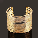 New Fashion Women's Multilayer Metal Wires Strings Wide Arm Cuff  Bracelet Bangle For Women