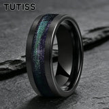 Flowing Sand/Green Grass Agate Inlay High Polished Dome 8mm Tungsten Carbide Rings