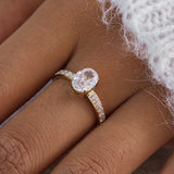 18K Gold Plated Stainless Steel Geometric Fashion Ring With Zircon Crystals Charm Jewellery