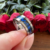 Pipe Cut Polished Finish Groove Inlay Silver Colour Men Women Tungsten Wedding Rings