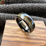 Koa Zebra Wood Antler Steel Arrows Inlay 6/8MM Tungsten Band Rings for Men Women