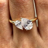 New Design 1.5cttw Toi Et Moi Pear Cut VVS1 D Colour Moissanite Diamond Engagement Ring