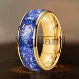 True Blue Galaxy Opal Inlaid Dome Polished 4MM 6MM 8MM Tungsten Men Women Rings