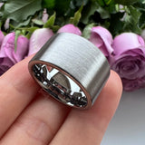 Flat Band And Brushed Finish 10MM 12MM Large Men Black Tungsten Ring Comfort Fit