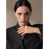 18K Gold Plated Statement Stainless Steel Metal Double Color Geometric Casting Ring