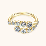 12 Stone 1.56cttw Sparkling Moissanite Twist Shank Silver Moissanite Engagement Rings