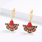 AAA Red Zircon Crystals Handmade Enamel Charm Delicate Beautiful Earrings