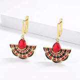 AAA Red Zircon Crystals Handmade Enamel Charm Delicate Beautiful Earrings