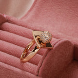 New Filled 14K Rose Gold Unusual Micro Wax Inlay Spherical AAA Zircon Diamonds  Rings For Women - Trendy Jewellery